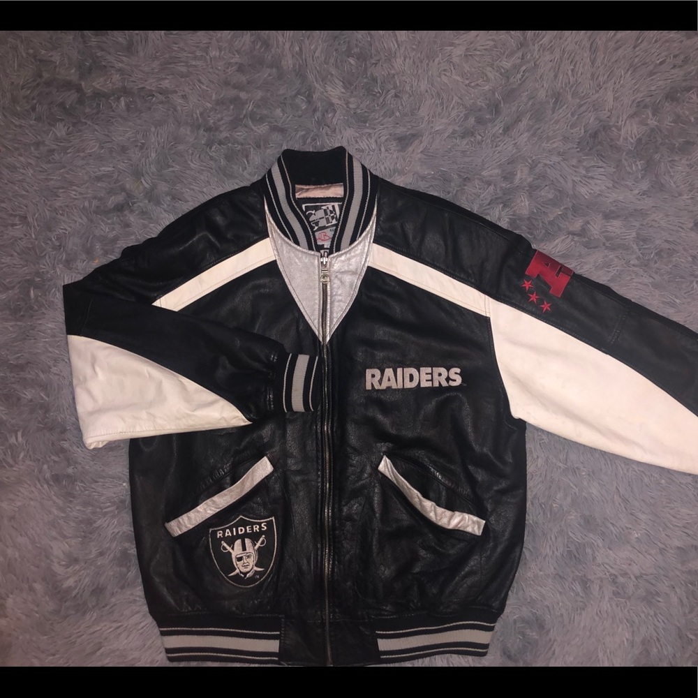 LG Vintage Carl Banks Leather Raiders Coat